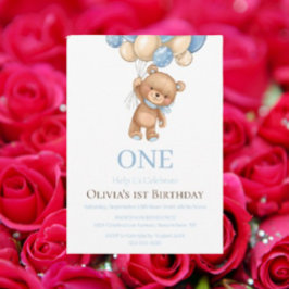 Ballonets pojkinbjudan för första Nallen Inbjudningar