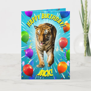 Ballonexplosionskort från Funy Tiger Party Kort
