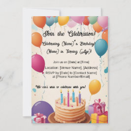 Ballonfylld födelsedagseftermiddag! inbjudningar