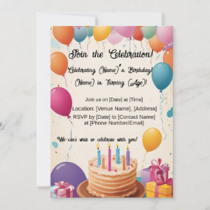 Ballonfylld födelsedagseftermiddag! inbjudningar