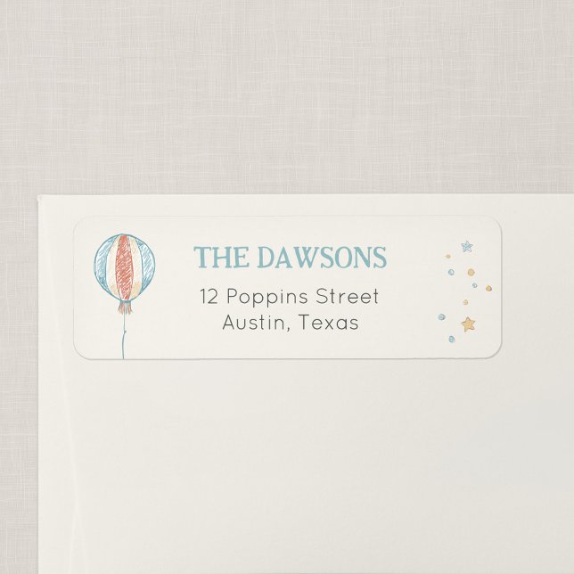 Ballong Dagdröm Returadress Etikett (Balloon Daydream - Return Address Label)
