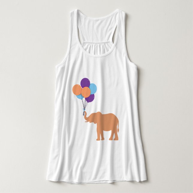 Ballong Elefant Linne Med Racerback (Design framsida)