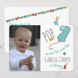 Ballong för födelsedag för färgrik hand plockade inbjudningar