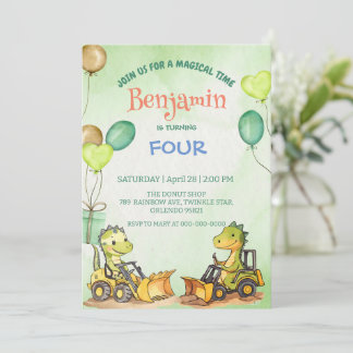 Ballong för rattfylleri för kute-dinosaurer inbjudningar