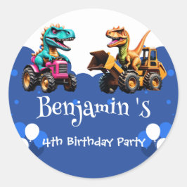 Ballong för rattfylleri för kute-dinosaurer runt klistermärke