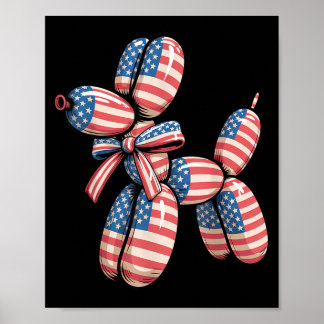 Ballong Hund Ballong Vridning 4:e Juli Amerikansk Poster