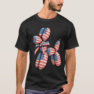 Ballong Hund Ballong Vridning 4:e Juli Amerikansk T Shirt