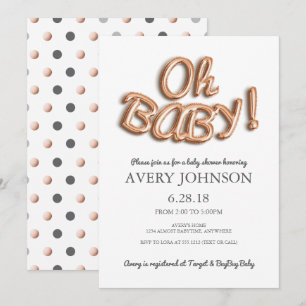 Ballong i folie Oh Baby Baby Shower-inbjudan Inbjudningar