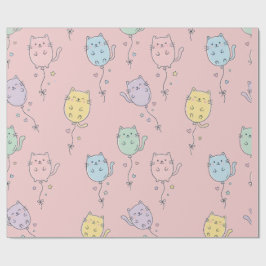 Ballong Katt Mönster Söt Minimalistisk Barn Presentpapper