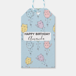 Ballong Katt Mönster Söt Minimalistisk Presentetikett
