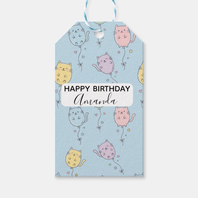 Ballong Katt Mönster  Söt Minimalistisk  Presentetikett (Framsidan)