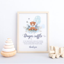 Ballong med blå Nalle - Poster av raffle