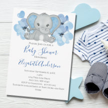 Ballong med blå Pojke Elephant Baby Shower Flowers