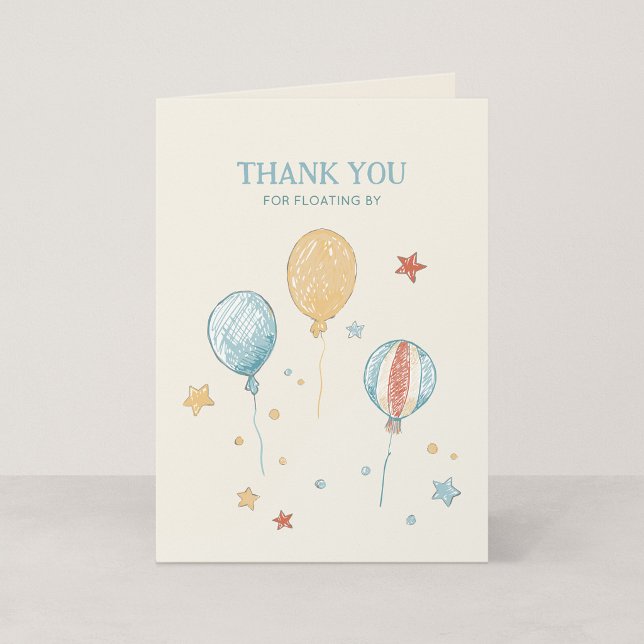 Ballong och stjärnor Födelsedagsfirande Tackkort (Balloon Daydream - Birthday Thank You Card)