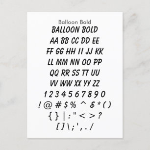 Ballong - Zazzle Font Sampler Lakan Vykort