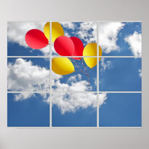 ballongbukett i himlen genom fönster poster