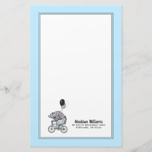 Ballongcykelbjörnen tillfogar ditt namn brevpapper