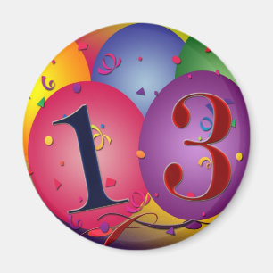 Ballongdekorationer för den 13th födelsedagen magnet