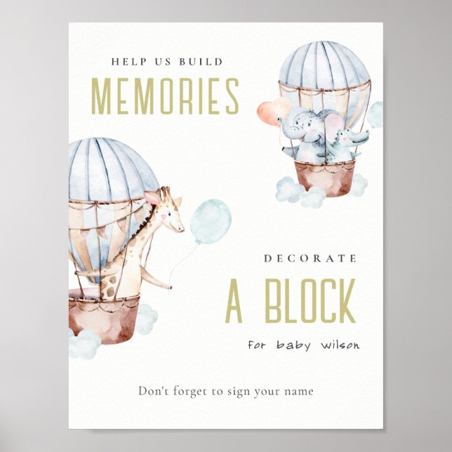 Ballongdjur Dekorera en Block Bebis Babyshower Sky Poster (Framsidan)