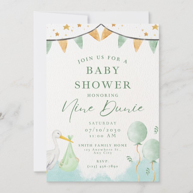 Ballongdjur för duschinbjudan till pojke inbjudningar (Framsida)