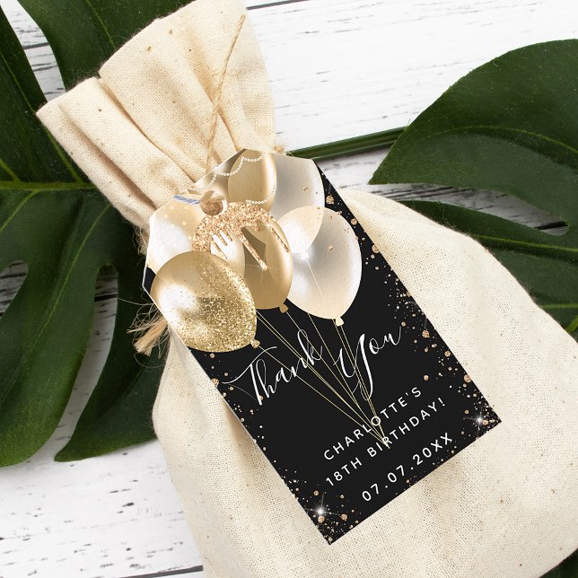 Ballongen guld glitter presentetikett (Skapare uppladdad)