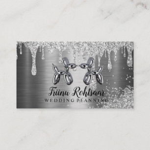 Ballongen Party Planner Silver Glitter Visitkort