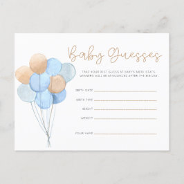 Ballonger Baby Guesses Blue Tan Nalle Balloons Vykort