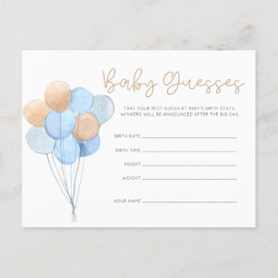 Ballonger Baby Guesses Blue Tan Nalle Balloons Vykort
