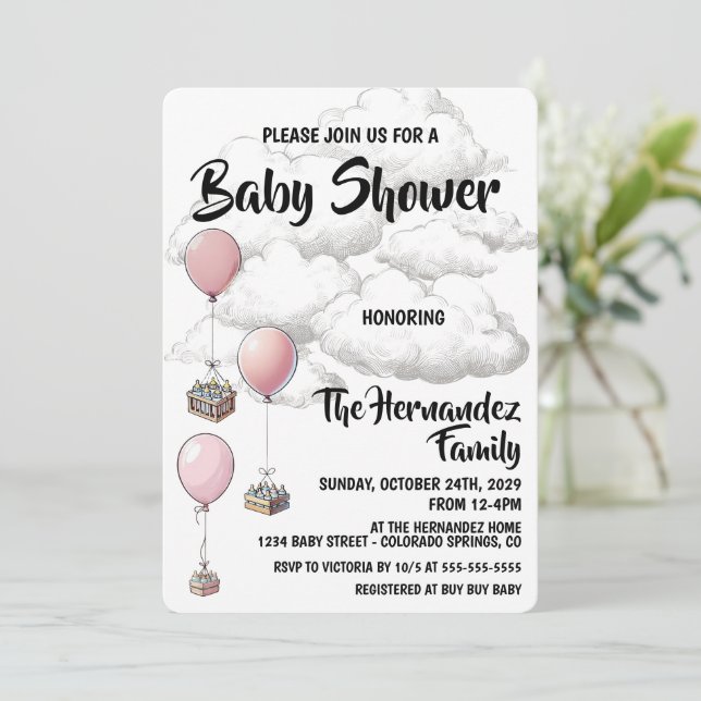 Ballonger Baby Shower Inbjudningar (Stående Fram)