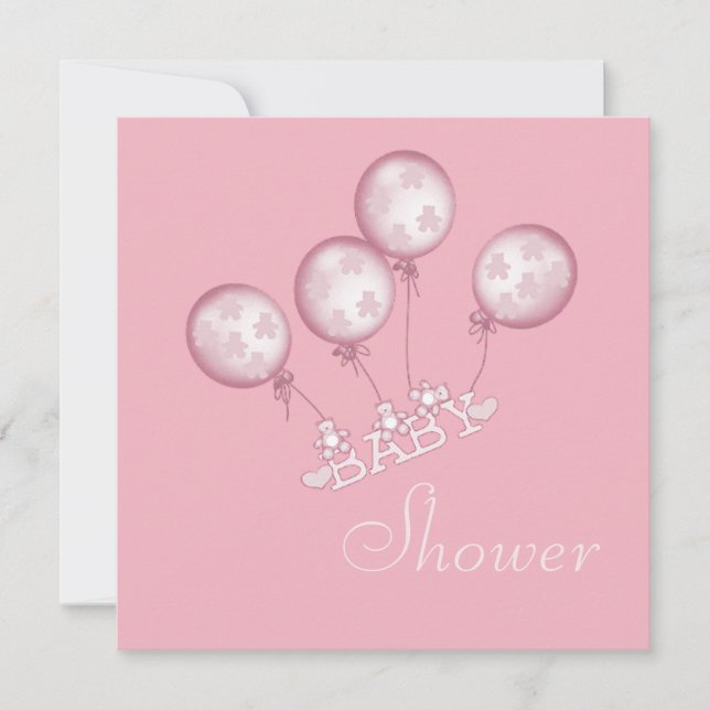 Ballonger baby skor & juvelnapparbaby shower inbjudningar (Framsida)