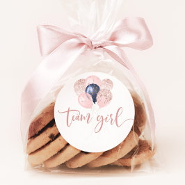 Ballonger Blå eller rosa könsbestämning team tjej Runt Klistermärke