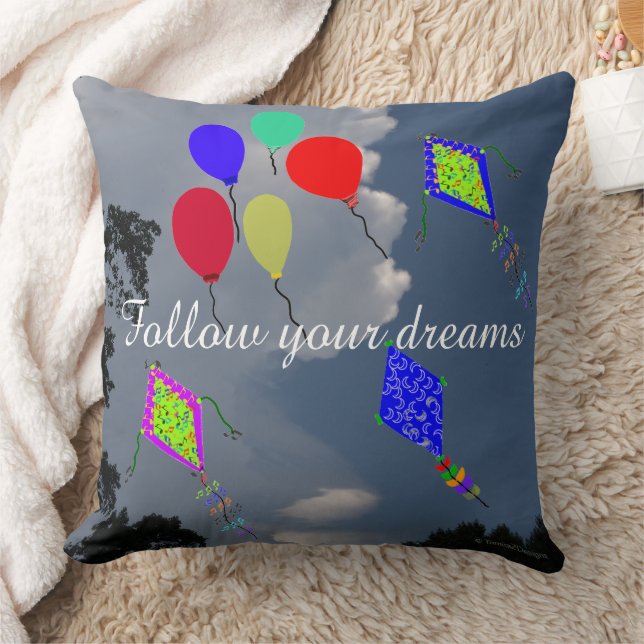 Ballonger Drakflygning Fluffiga Moln 20" x 20" Kudde (Filt)