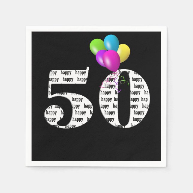 Ballonger för 50-årsfest pappersservett (Framsidan)