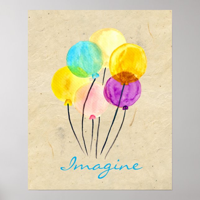Ballonger för att tänka på cute-pastel poster (Framsidan)