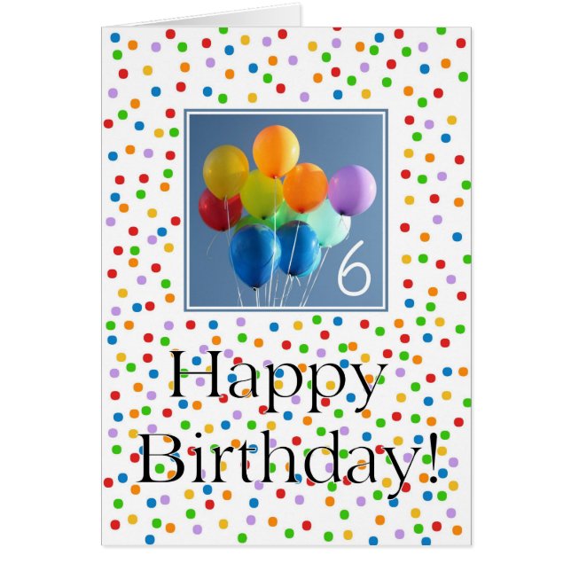 Ballonger för färgad av födelsedagskort i 6e hälsningskort (Framsidan)