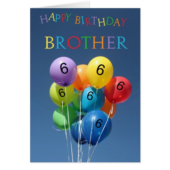 Ballonger för färgad av födelsedagskort i 6e hälsningskort (Framsidan)