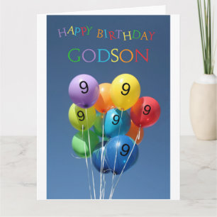 Ballonger för färgad på nionde födelsedag kort