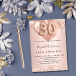 ballonger för  gnistra i 30års födelsedag ro guld inbjudningar<br><div class="desc">För en elegant 30års födelsedag. En övertoningsbakgrund för ro guld. Dekorerad med ro guld,   faux glitter,  gnistor och ballonger. Anpassa och lägg till information om namn och party. Namn är skrivet med ett handskript stil,  nummer 30 med ballong stil typsnitt.</div>