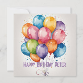 ballonger för Grattis på födelsedagen-kort anpassn Inbjudningar