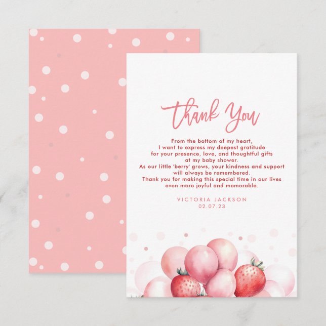 Ballonger för jordgubbar, babyskor liten Tack (Fram/baksida)