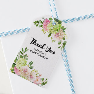 Ballonger för rosa blommigt av grönt presentetikett