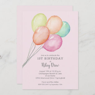 Ballonger för vattenfärg Flickor 1:a födelsedagsin