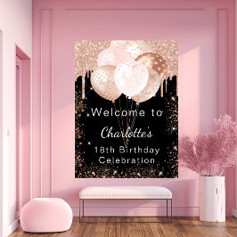 Ballonger från ro guld vid födelsedag välkomnas poster