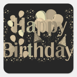 Ballonger grattis på födelsedagen Party Fyrkantigt Klistermärke