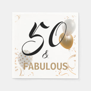 Ballonger Guld 50 och Fabulous Black Party Pappersservett