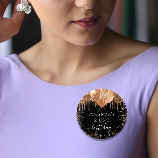 Ballonger guld glitter namn knapp (Skapare uppladdad)