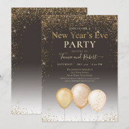 Ballonger guld Glitter Taupe Nyårsafton Party Inbjudningar