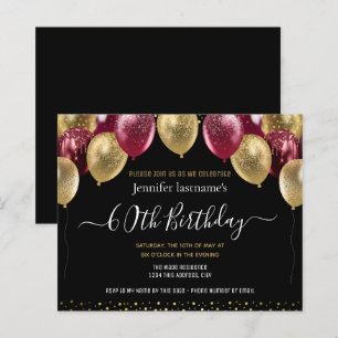 Ballonger guld Maroon Glitter 60:e födelsedag