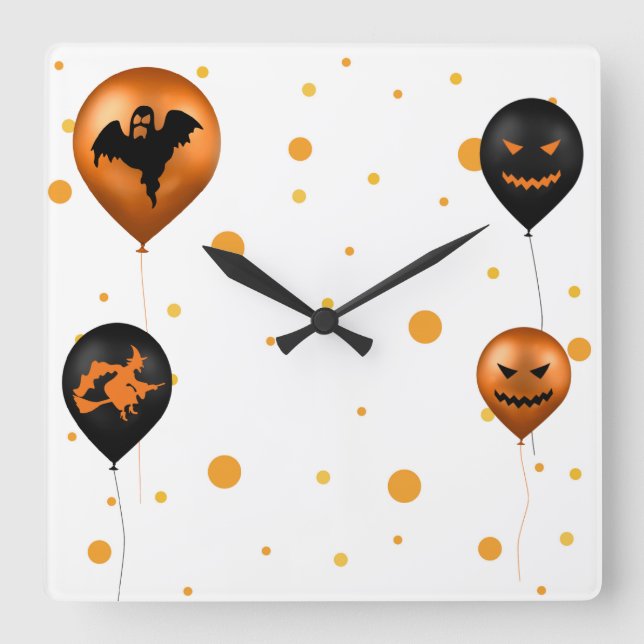 Ballonger happy halloween Party Fyrkantig Klocka (Framsida)