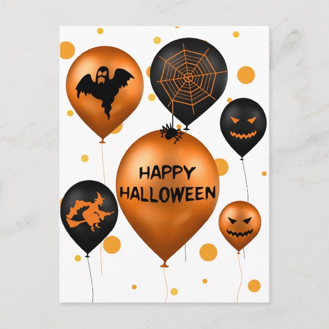 Ballonger happy halloween Party Helg Vykort (Framsida)